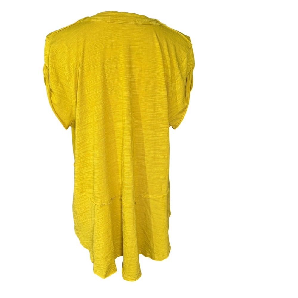 Free People We The Free Chartreuse Slub Knit Peplum Top Short Sleeve Size Medium - Picture 7 of 13